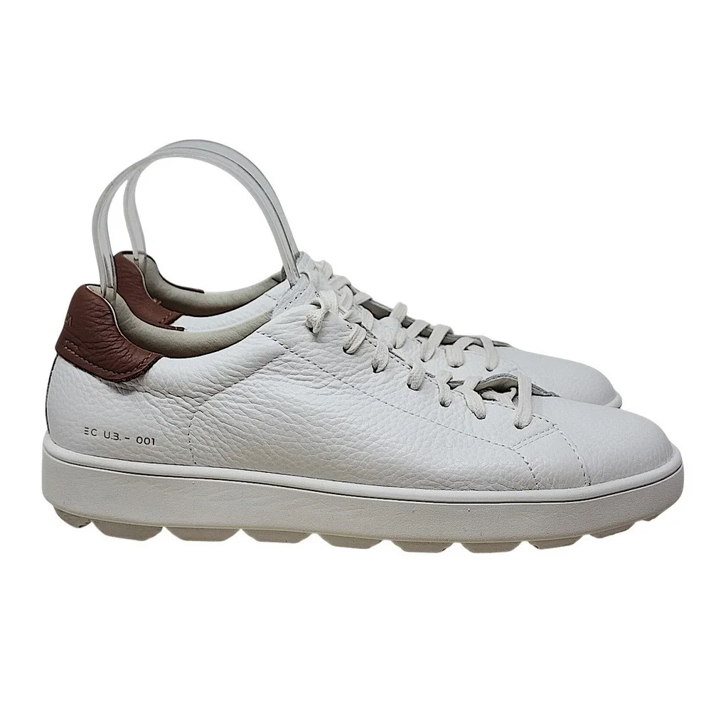 Geox Spherica Sneakers 7 Men White Leather Respira Low Top Shoes Trainers Skater
